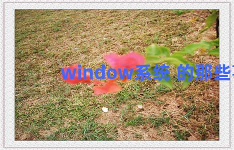 window系统 的那些事